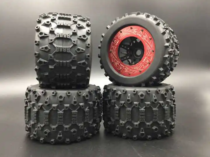 4PCS RR1 1/8 RC колеса/шины/диски для HPI Savage Flux 5,9/4,6 jraxxas Summit Revo HSP 94762 TEAM REDCAT TR-MT8E V2 6S 4X4 RC monster - Цвет: 4PCS RR1