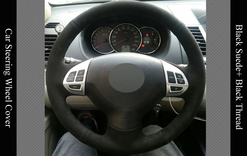 LQTENLEO черный замшевый чехол рулевого колеса автомобиля для Mitsubishi Lancer X 10 2007- Outlander 2006-2013 ASX 2010-2013 Colt 2008