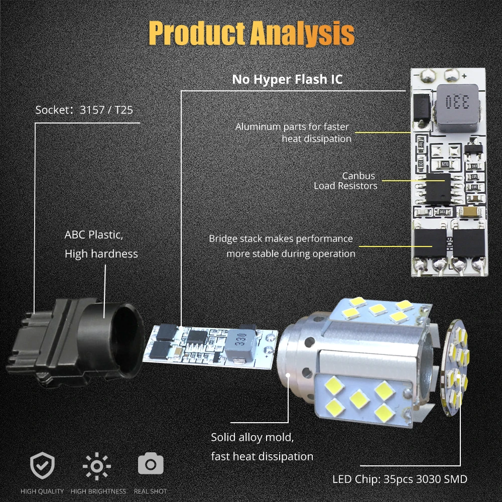 Светодиодсветодиодный лампы T25 15 Вт 9 30 в 3157 35 чипов 3030 SMD|Сигнальная лампа| |