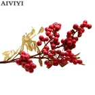 1 шт. яркие красные искусственные цветы, рождественские фруктовые ягоды, семейные вечерние украшения для дома, искусственные ягоды