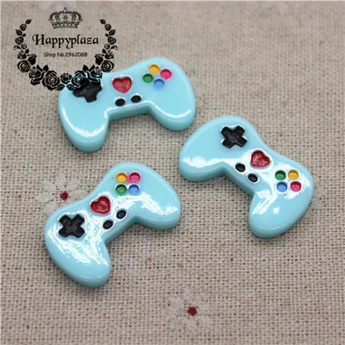 blue 10pcs 10 шт. каваи смолы Моделирование игровой контроллер миниатюрный искусства Flatback Кабошон DIY ремесло украшения, 17*29 мм - Цвет: blue 10pcs