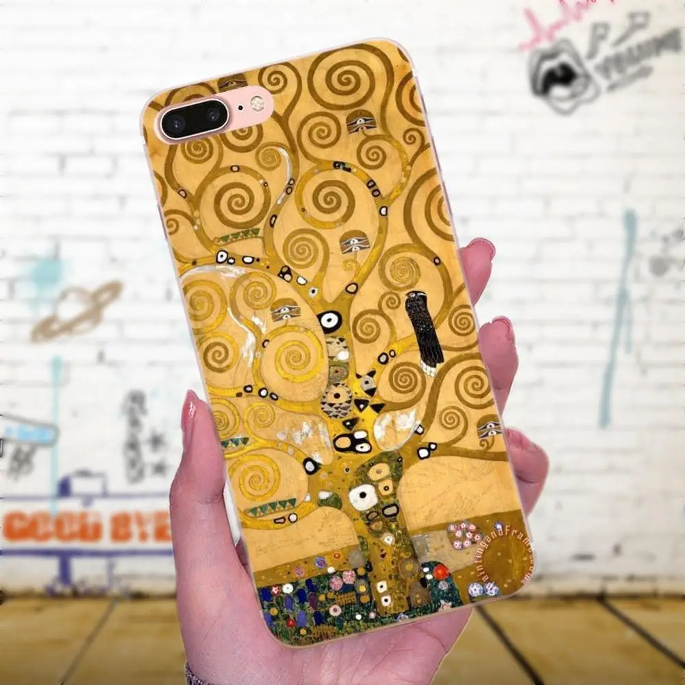Мягкая кожа Paintin для Apple iPhone X XS Max XR 4 4S 5 5C 5S SE 6 6S 7 8 Plus Gustav Klimt Tree Life Kiss|Чехлы-накладки|