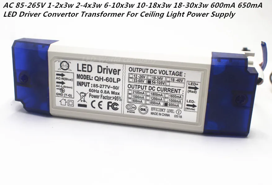 AC 85-265V 1-2x3w 2-4x3w 6-10x3w 10-18x3w 18-30x3w 600mA 650mA светодиодный драйвер конвертер трансформатор для потолочный светильник Питание