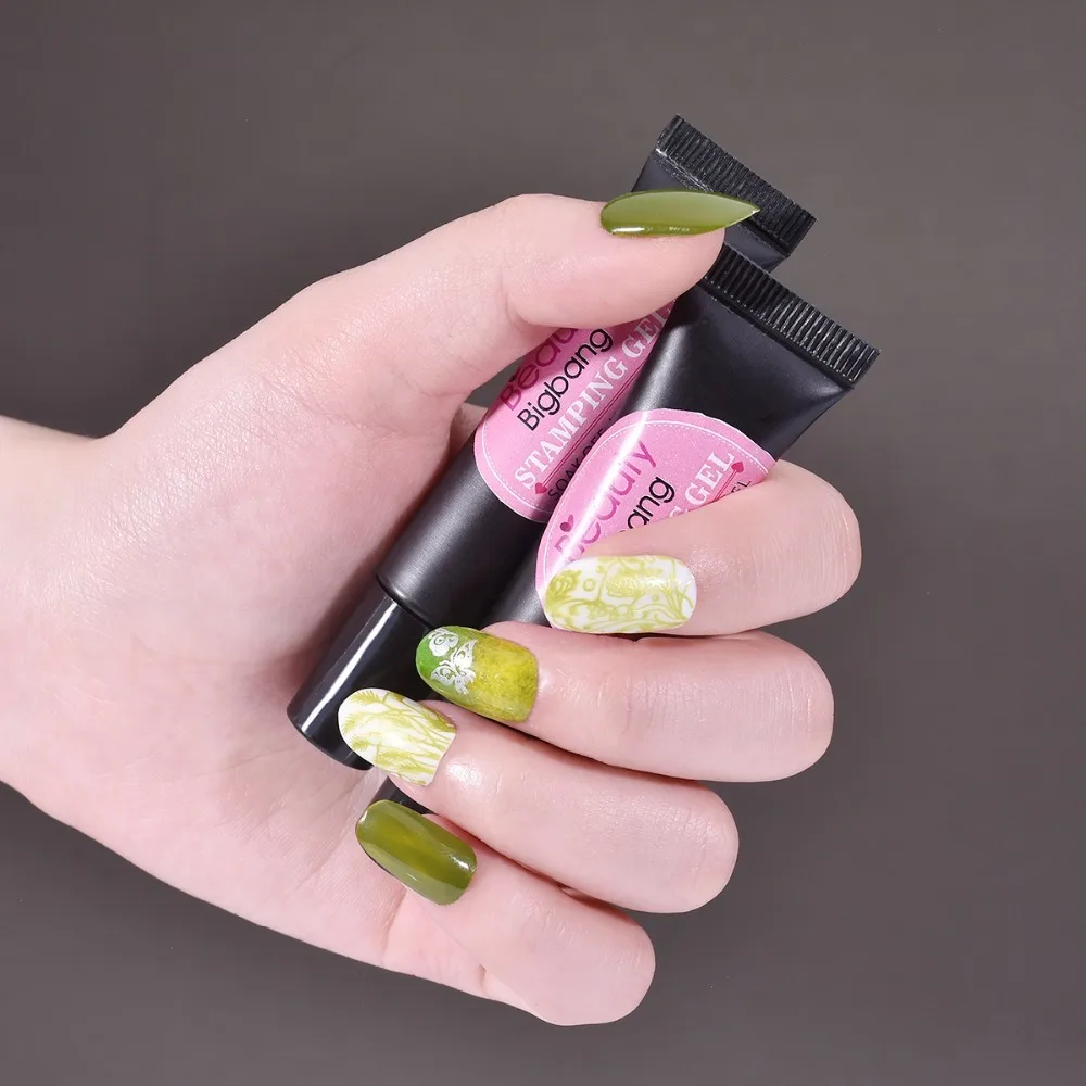 Гель-лак для штамповки Beautybigbang, 8 мл, красно-белое верхнее покрытие для ногтей, художественная штамповочная пластина, УФ-Гель-лак, впитывающий лак, полигель