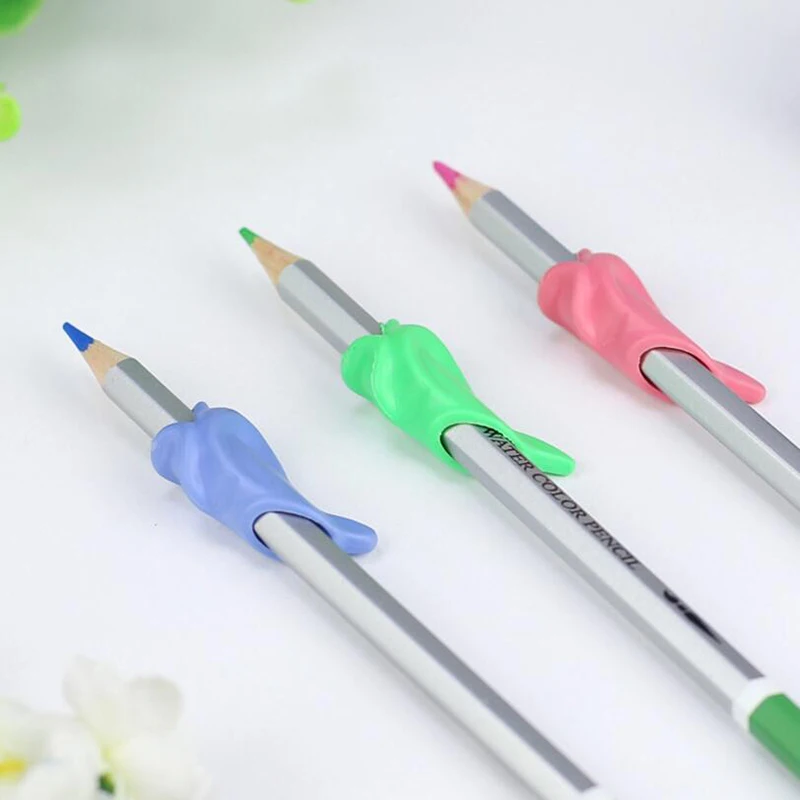 

10pcs/Bag Dolphin Fish Writing Posture Orthosis Stationery Set Writing Pen Holder Children Students Silicone Pencil Pen Holder