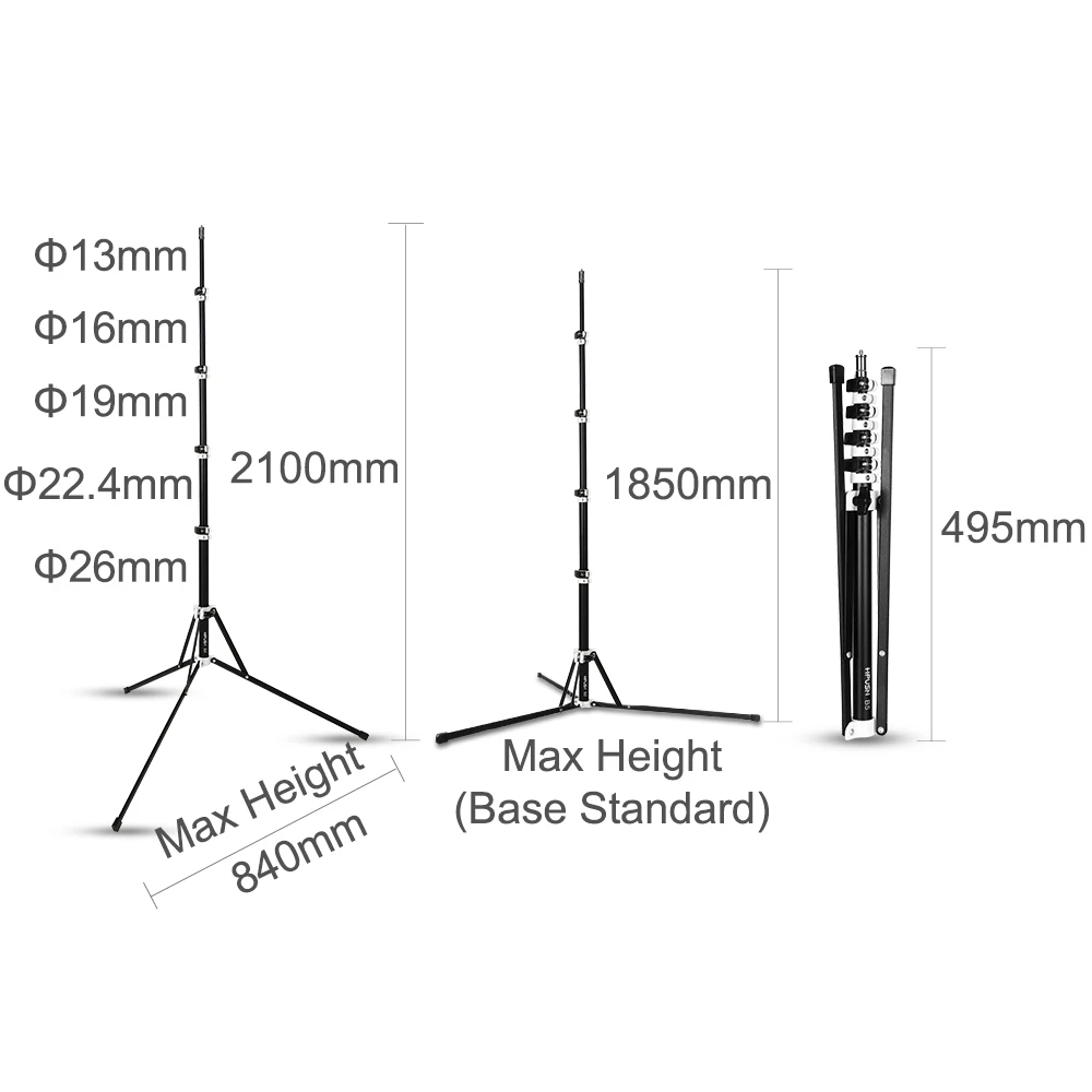 5 Секций Складная 210 см осветительная стойка футов металлический портативный