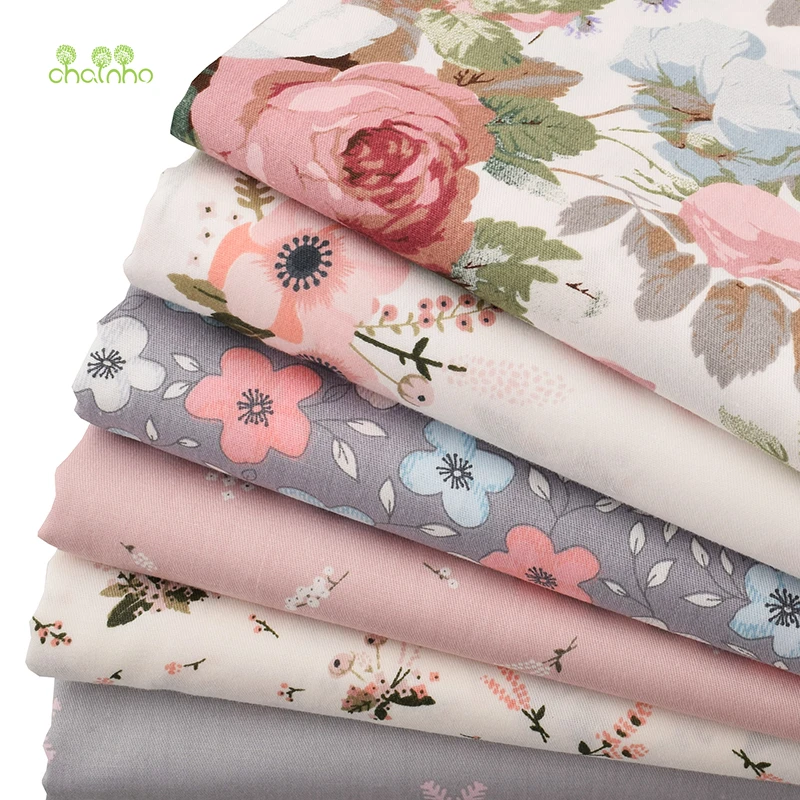 Хлопчатобумажная ткань Chainho с саржевым принтом Теплый розовый цветочный