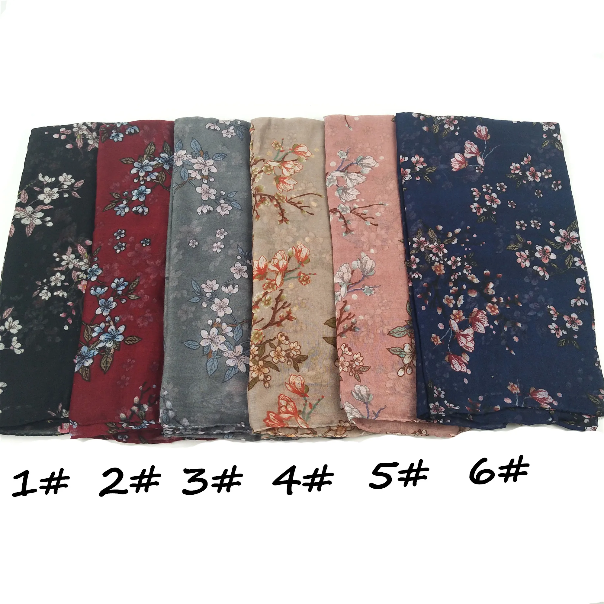 H21 высококачественный длинный хиджаб из вискозы с цветочным принтом шали