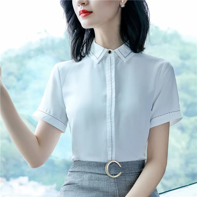 Blusas mujer de moda 2019 с коротким рукавом рубашки женские Лоскутные Женские топы и блузки
