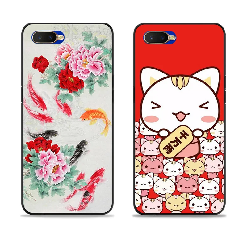 Мягкий силиконовый чехол для Oppo K1 телефона с рисунком счастливого кота защитный K