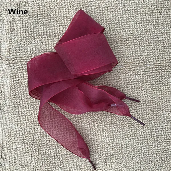 Wine 4 см широкие шнурки из органзы, прозрачные шифоновые кружевные плоские шелковые шнурки с большим бантом, широкие шнурки для спорта и отдыха - Цвет: Wine