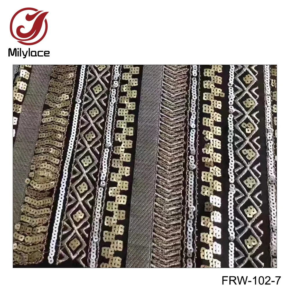 Great work special delicate lace fabric nigerian mesh with sequins beads high quality 5 yards for different clothes FRW-102 | Дом и сад