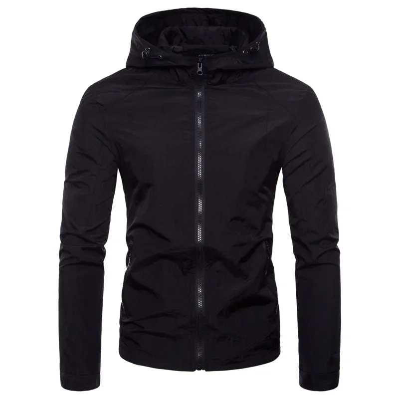 

Autumn New Mens Streetwear Casual Coat Fashion Jacket Men Solid Color Hooded Europe Size Outerwear Jackets Clothes Tops 4colour