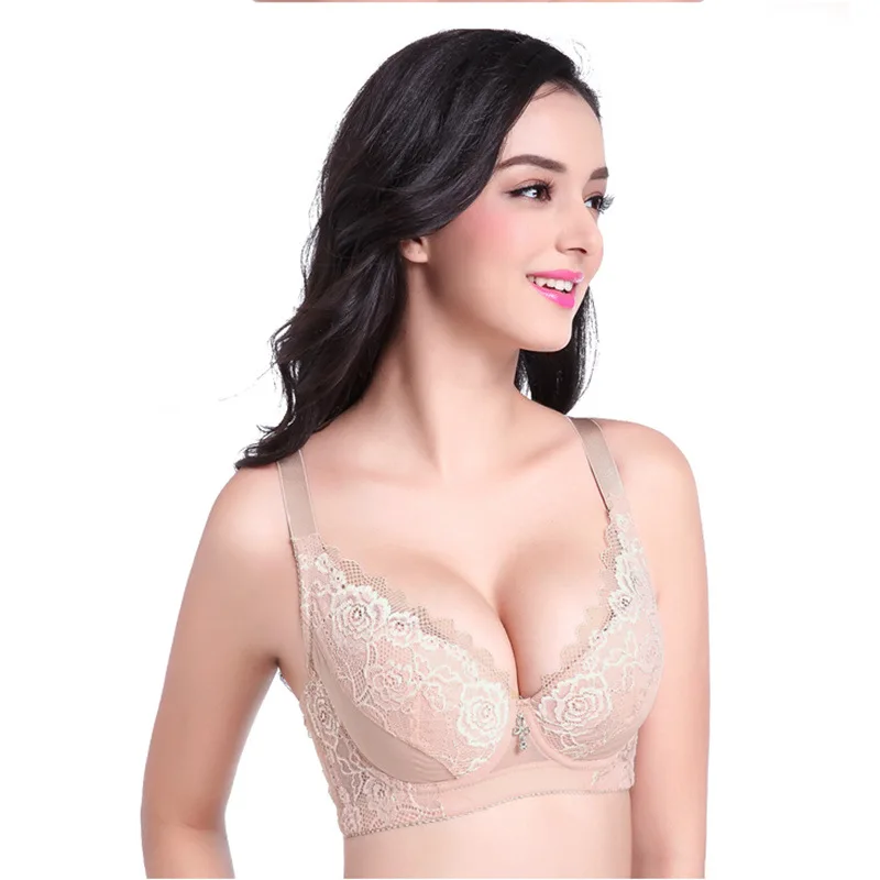 Женский бюстгальтер с чашками пуш ап и глубоким V образным вырезом|size bra|cup size braslarge