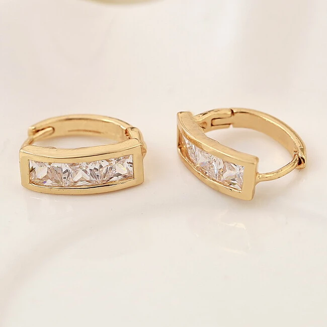 Wholesale Wedding Jewelry Delicate Mini Hoop Earring Gold Color Luxury Crystal Design Female | Украшения и аксессуары