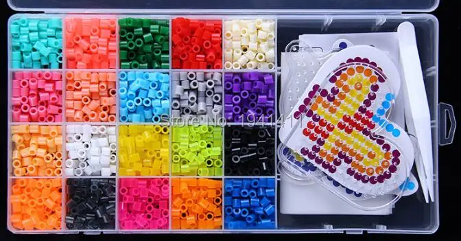 Горячая Распродажа, 20 цветов, бусины Perler, 2000 шт, набор коробок, 5 мм, Хама, бусины EVA, предохранители, бусины для детей, Обучающие головоломки, игрушки