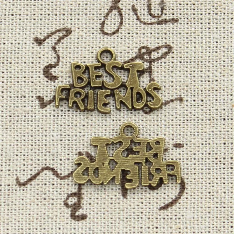 

20pcs Charms Best Friends 24x16mm Antique Bronze Silver Color Pendants Making DIY Handmade Tibetan Bronze Silver Color Jewelry