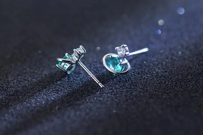 9mm New 100% REAL. 925 Sterling SIlver Fine Jewelry Green CZ star &amp Stud Earrings C-E6086 | Украшения и аксессуары