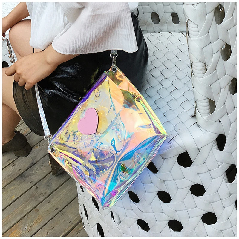 Pacgoth летние девушки красочные лазерной конверты Форма плечо и Сумки через