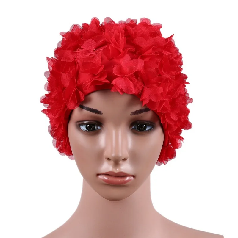 

Swimming Cap Women Floral Elastic Breathable Padding Bathing Long Hair Hat Quick Dry wear Sports Accessories