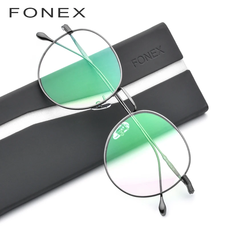 FONEX B Titanium Eyeglasses Frame Women Ultralight Prescription Myopia Optical Glasses Men Round Spectacles Eyewear 862