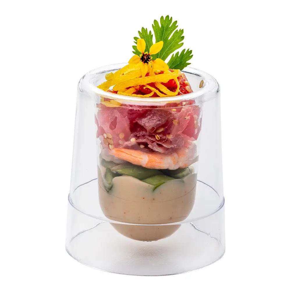 

Free Shipping - 50/Pack, Home Party Wedding Disposable Plastic Tableware Supplies, 50*75mm/60ml Mini Double Wall Dessert Cup