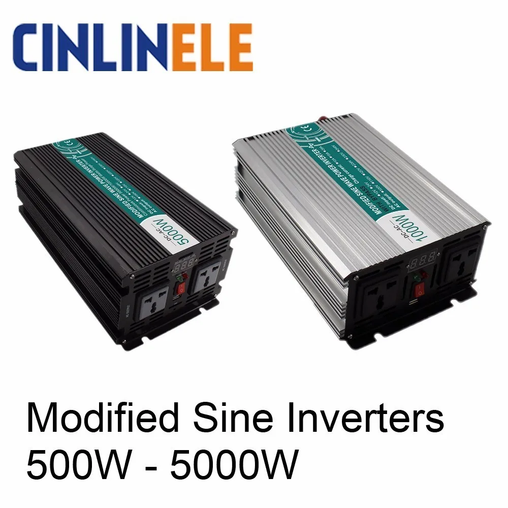 Умный модифицированный синусоидальный инвертор DC 12V 24V 48V к AC 110V 220V солнечной