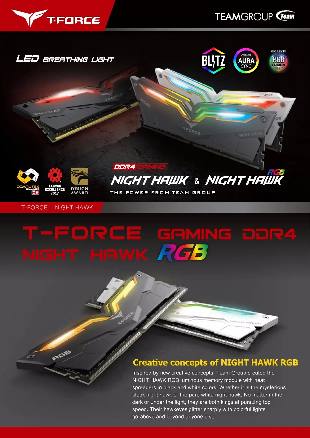 Team Group NIGHT HAWK RGB DDR4 Desktop memory 8G 3000MHz Gaming computer RAMs 288 pins CL16 LED | Компьютеры и офис