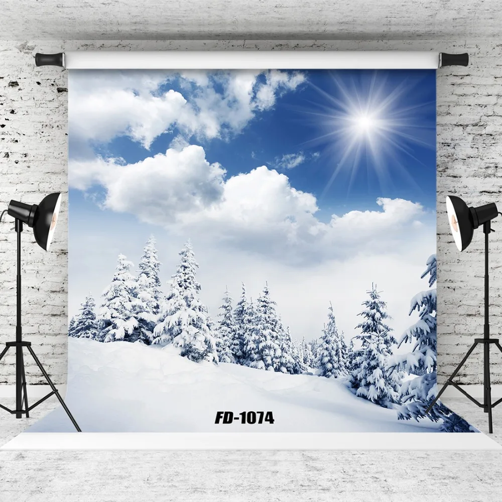 Виниловый тканевый фон для фотосъемки Sun Snowy Woods реквизит фотосессии портретный