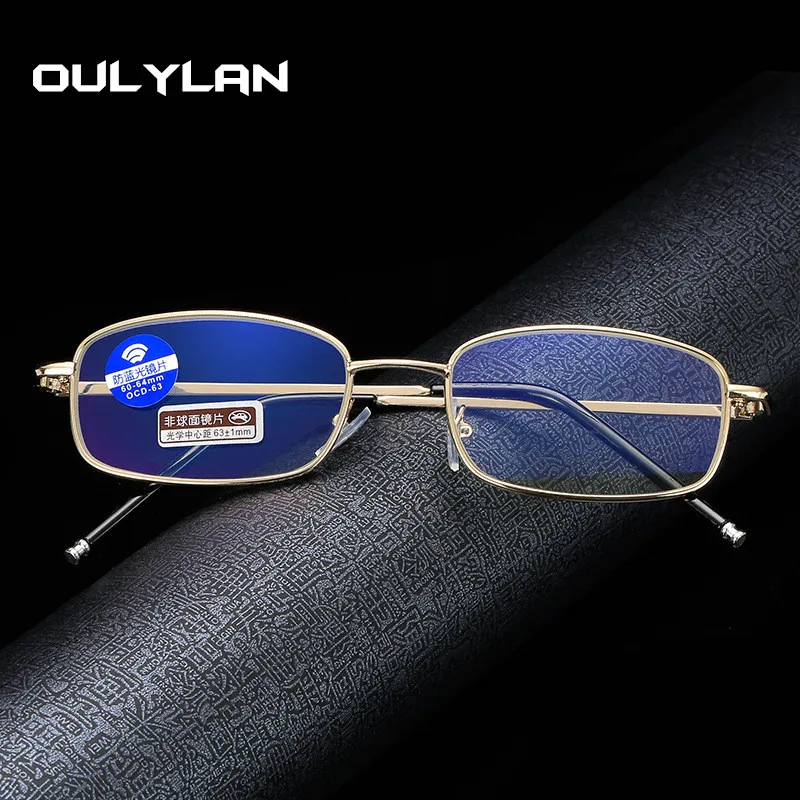 Oulylan, анти-синий светильник, очки для чтения, женские, мужские, анти-радиационные очки, Анти-усталость, металлические очки для глаз, Пресбиопия 1,0 4,0