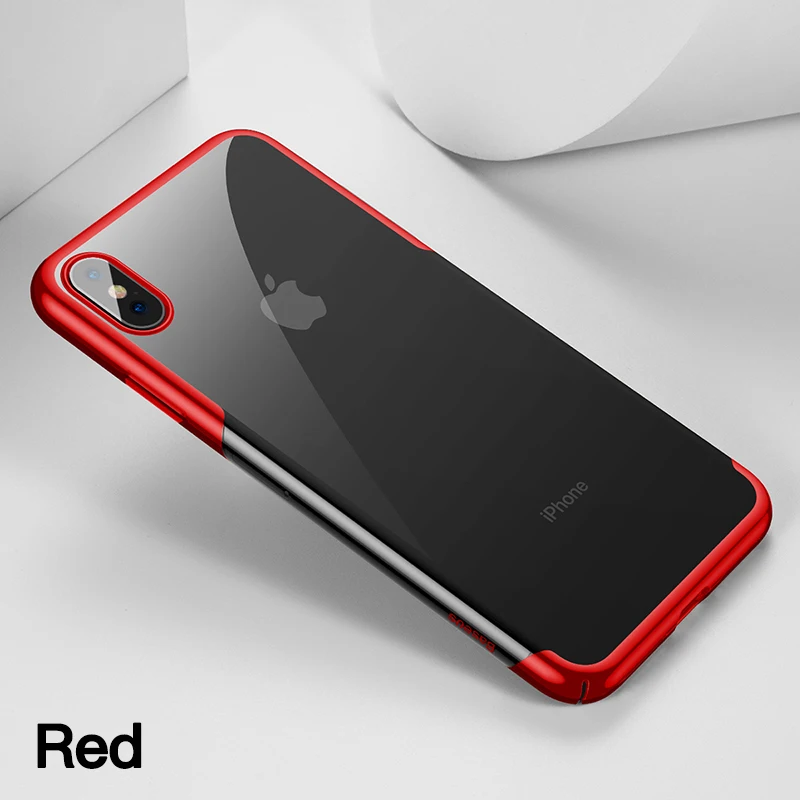 Прозрачный чехол Baseus для iPhone Xs Max Xr Xsmax, роскошный жесткий защитный чехол из поликарбоната, задняя крышка Fundas - Цвет: Red