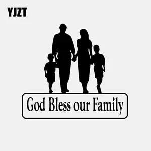 Автомобильная виниловая наклейка с надписью God Bless Our Family, Размер 15 см х 13,5 см