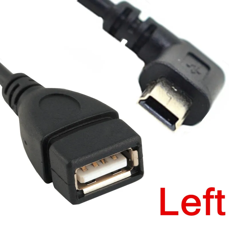 Автомобильный переходник с углом 90 градусов вправо влево и вверх Mini USB 5P папа на OTG