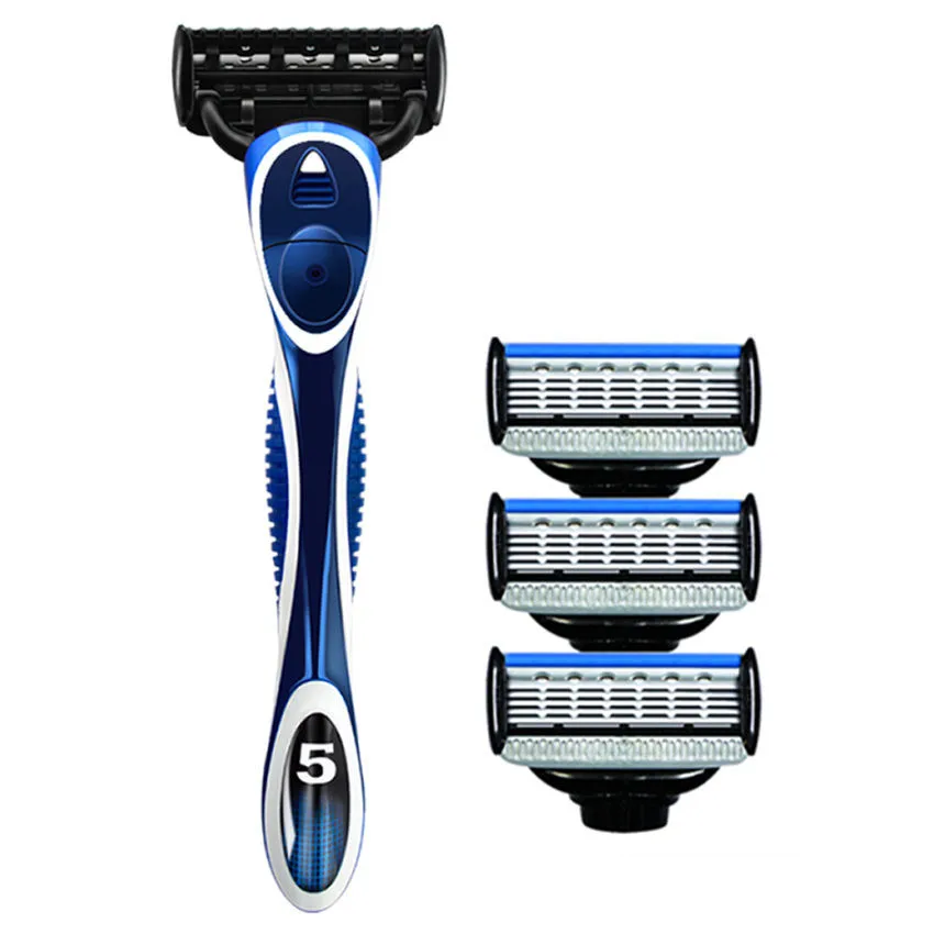 1 Razor with 4 Blade Высокое качество Профессиональный Нержавеющая сталь бритвенное лезвия бритва Бритвы Для мужчин бритья 5-ти слойной кассеты уход за лицом сменный - Цвет: 1 Razor with 4 Blade