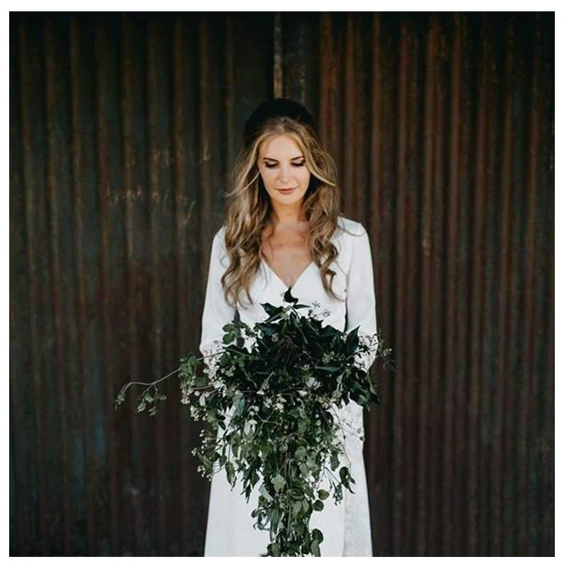 LORIE White Boho Wedding Dresses Lace Flare Sleeves V Neck Princess Bride Dress Floor Length Gown 2019 | Свадьбы и торжества