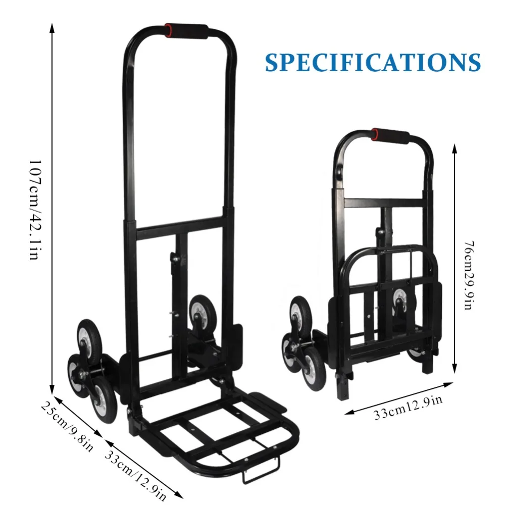 

Stair Climber Hand Truck, SOLID RUBBER TIRES-440LBS Barrow Hand Truck Bracket Roll Cart Trolley steekwagen bolderkar sackkarre