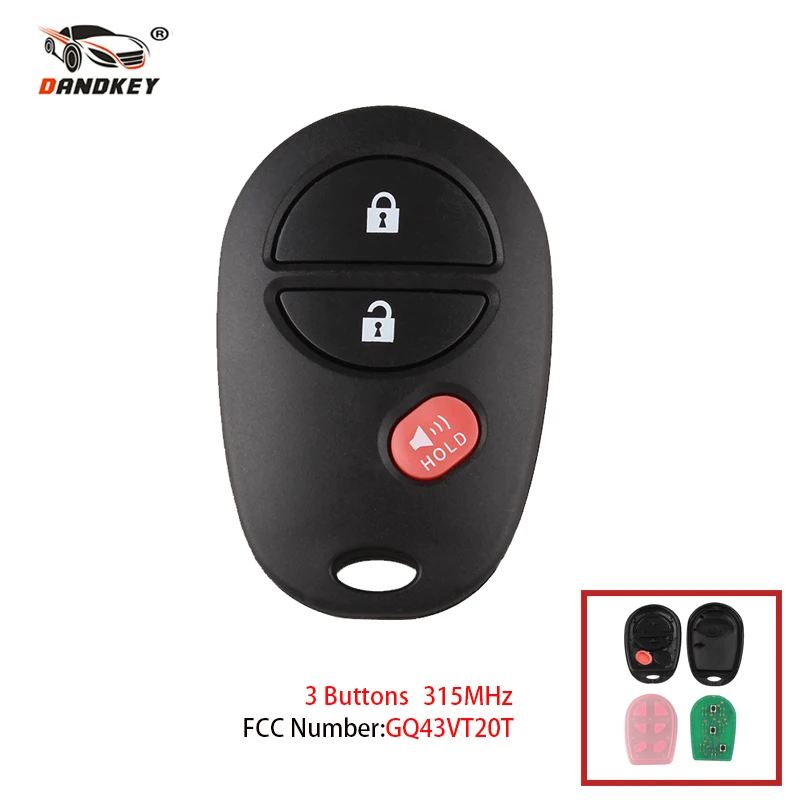 Dandkey GQ43VT20T замена 3 кнопки без ключа дистанционного Fob 315 МГц для Toyota Tacoma Sienna Sequoia 2005