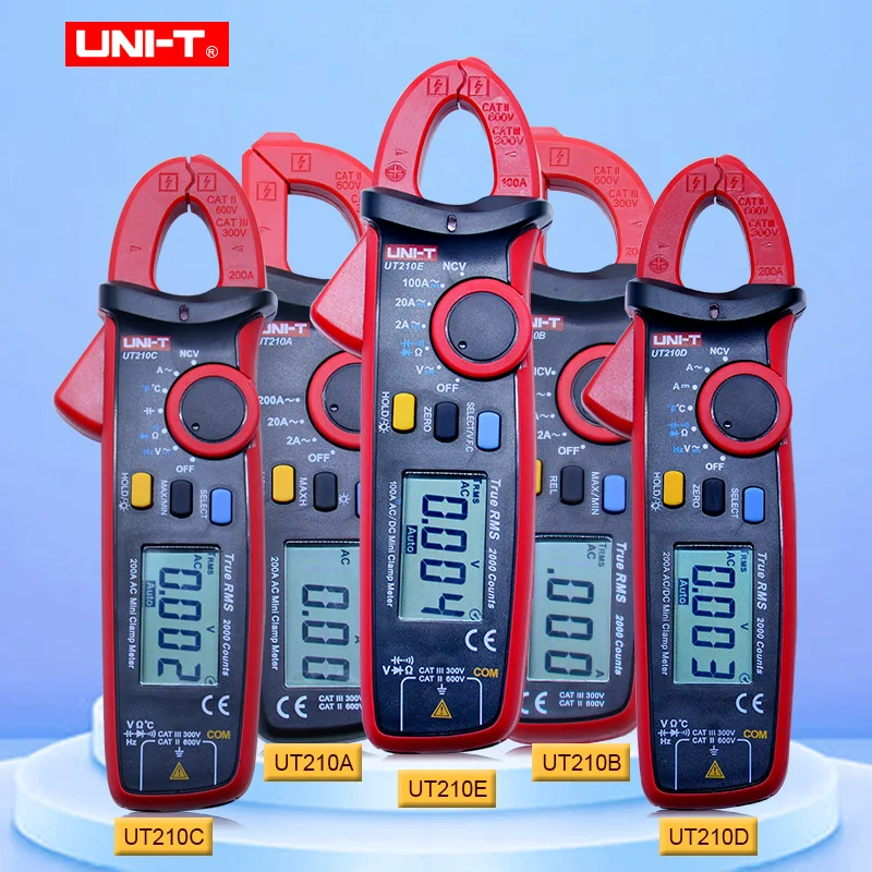 Mini Digital Clamp Meters AC/DC Current Voltage UNI-T UT210 series True RMS Auto Range VFC Capacitance Non Contact Multimeter
