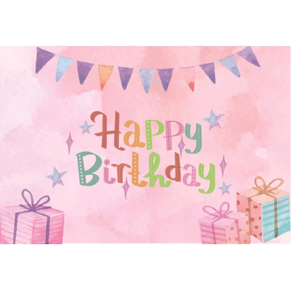 Laeacco Pink Backdrops Happy Baby Birthday Party Gift Flag Family Portrait Photographic Backgrounds For Photo Studio | Электроника