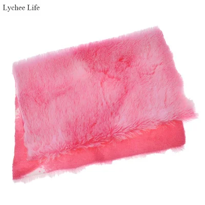 Lychee Life A4 Радуга иммитации мех ткань Синтетический DIY ручной работы Вышивание зимняя одежда украшения Аксессуары - Цвет: Pink white