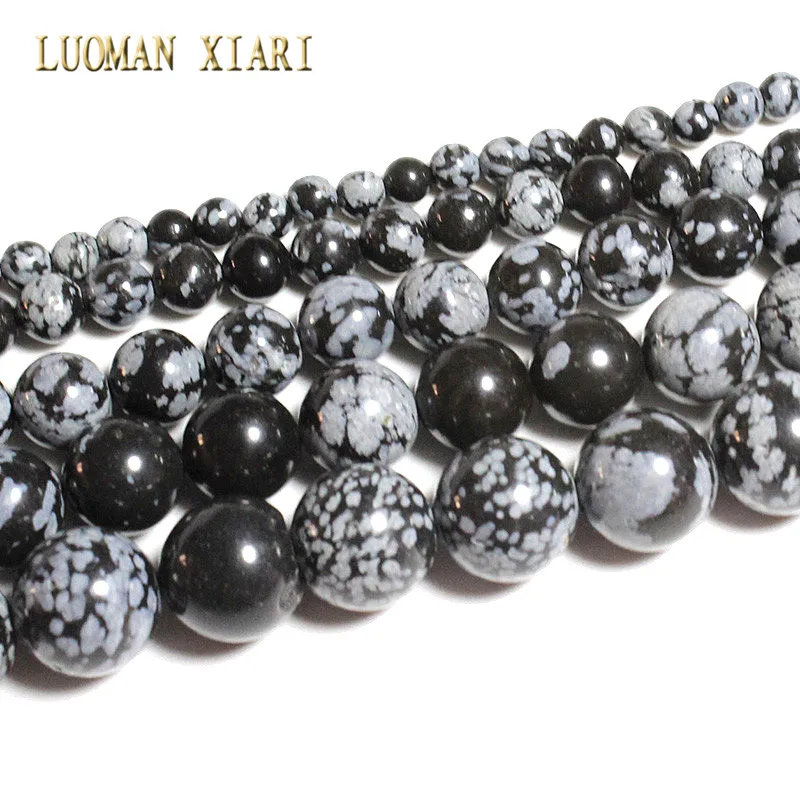 Бисер из натурального камня AAA + снежные хлопья свободные шарики для