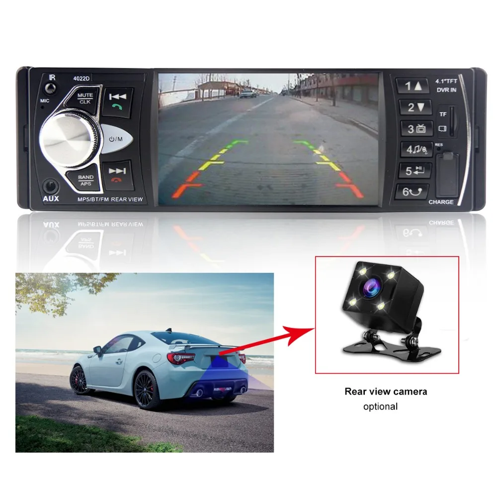 Автомагнитола Авто аудио стерео 4 1 дюймов Din FM Bluetooth 2 0 Поддержка камеры заднего