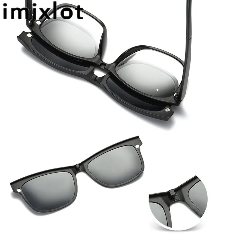 Imixlot UV400 поляризованных линз Близорукость клип на Солнцезащитные очки для женщин Для мужчин Для женщин Ночное видение Зажимы на очки Магнитная Очки
