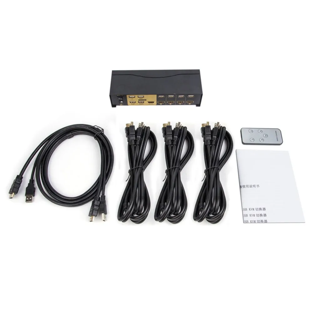 USB HDMI KVM переключатель, концентратор мультикомпьютер 4 порта 4 в 1 переключатель автоматический переключатель сканирования 1080P 1,4 HDMI Версия