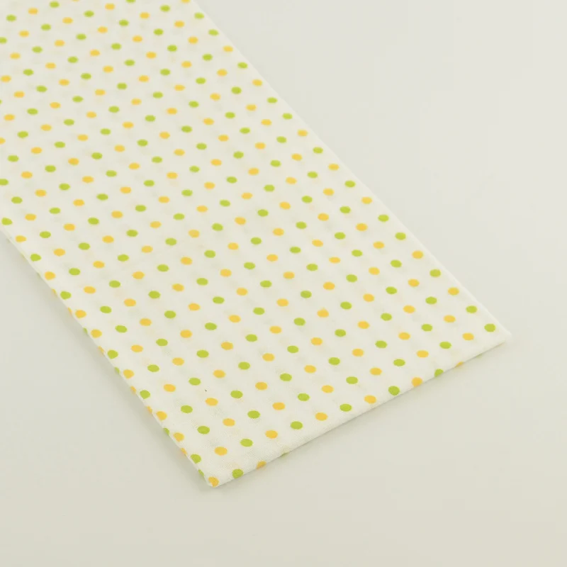 

1 шт., оранжевые и зеленые точки, дизайн 50x50 см, для кукольной одежды, для рукоделия, лоскутное шитье, белая хлопковая ткань с принтом