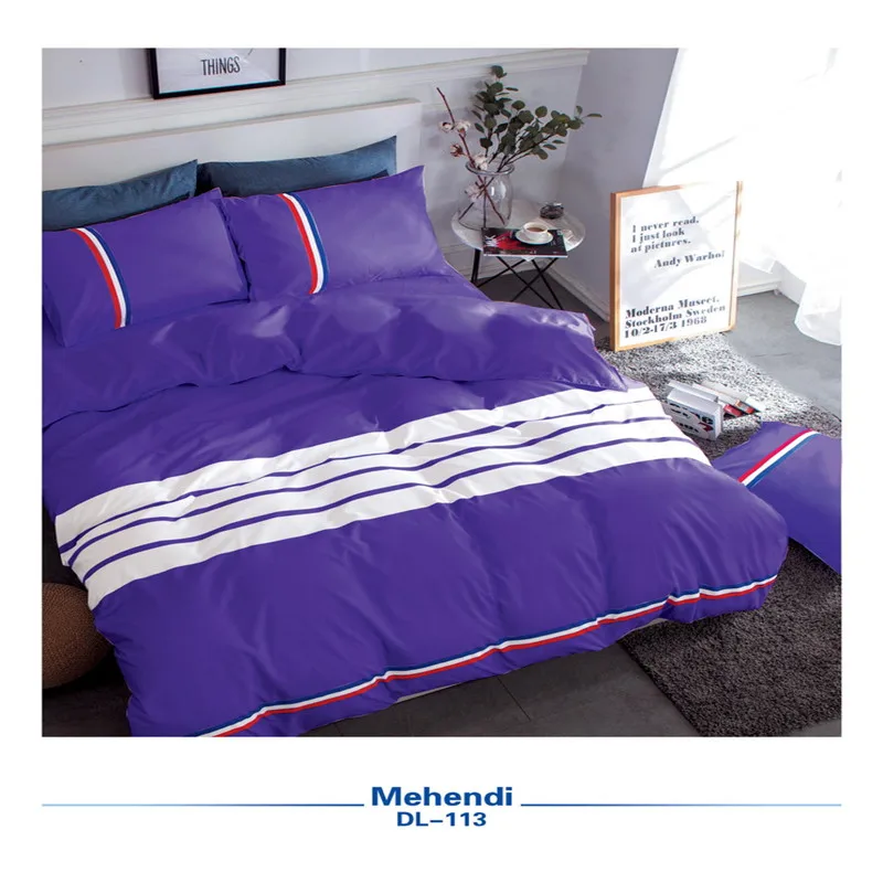 Домашний текстиль фиолетовый цвет полоса свежей Стиль Queen Размеры Постельное