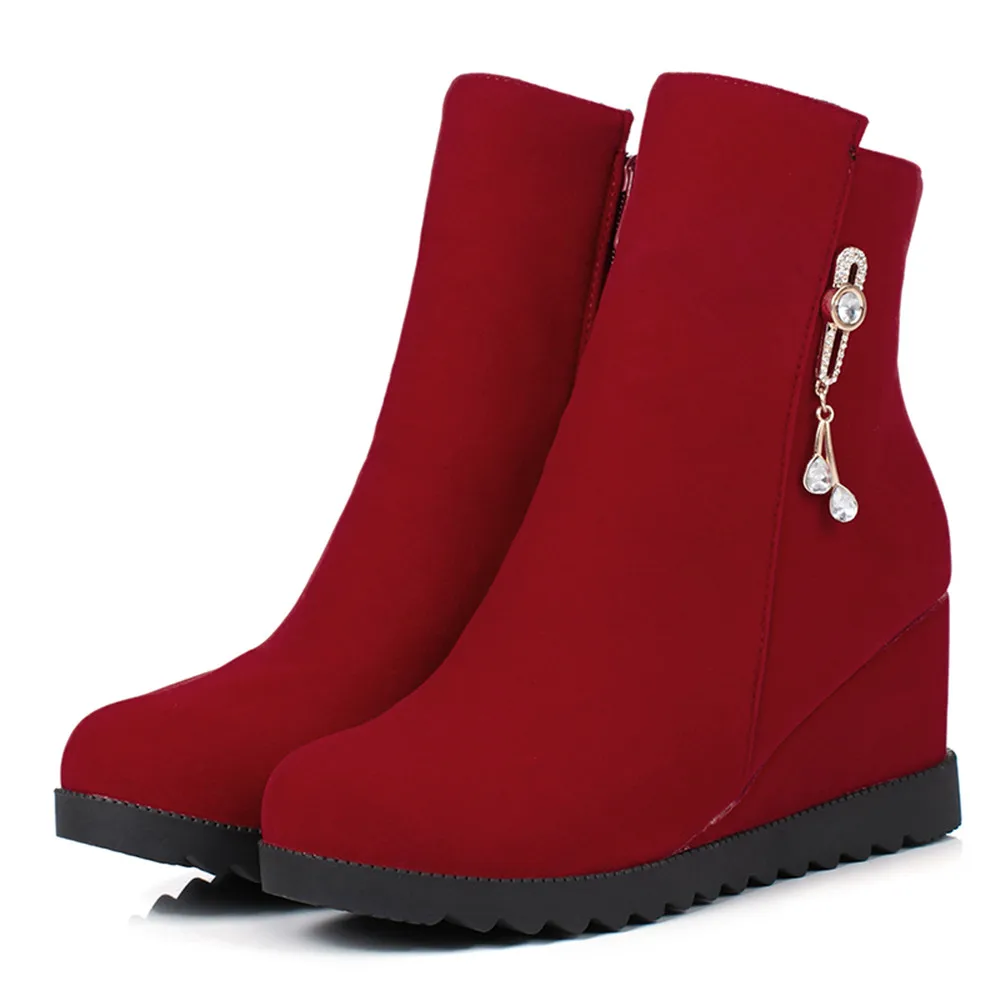 Женские ботильоны на молнии с круглым носком Размеры 33 43|wedge boots|ladies bootsladies fashion boots