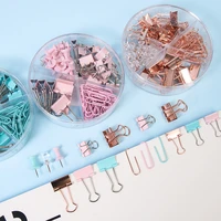 7225160box high quality rose gold metal clip binder clips office binding supplies combination set delicate stationery