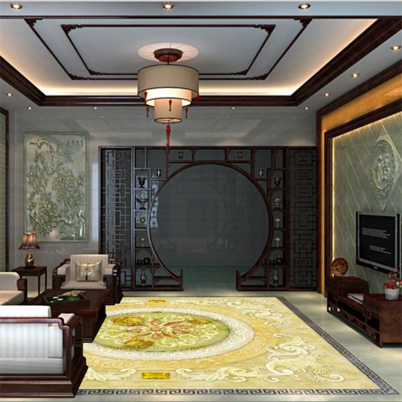 beibehang Custom floor painting 3D rich more than nine fish Figure living room bedroom self-adhesive marble 3d flooring | Обустройство