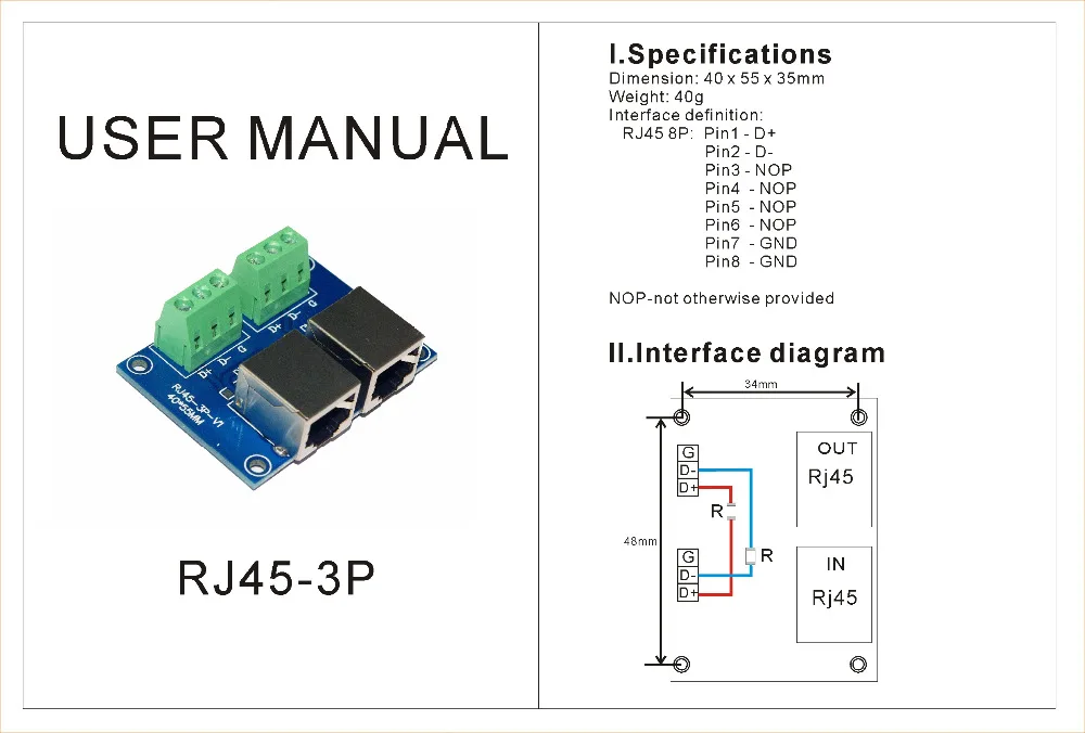 3-контактный переходник для терминала с 3P на RJ45 пластина контроллера DMX512 | Лампы и